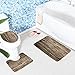 WONDERTIFY Bath Mat,Wood,Rustic Old Barn Wood Bathroom Carpet Rug,Non-Slip 3 Piece Bathroom Mat Set
