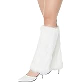 XEPST Faux Fur Fuzzy Leg Warmers Furry Boot Covers for Women, Warm Fluffy Leg Warmer for Party Costumes, Large & Plus Size (white, Plus Size)