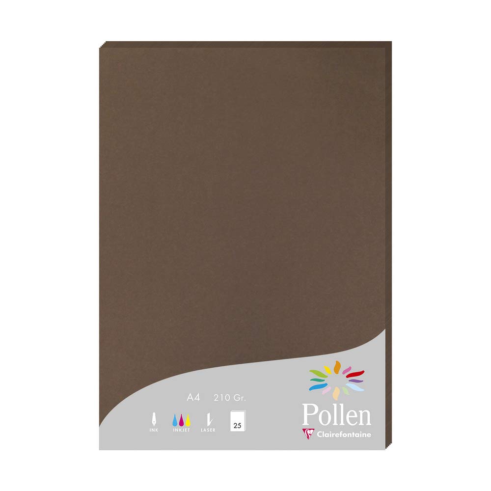 Clairefontaine 24292C Wallet of 25 Sheets Format A4 (21x29,7cm) 210gsm colour Taupe Brown Invitation Paper Events Correspondence Pollen Range Premium Paper
