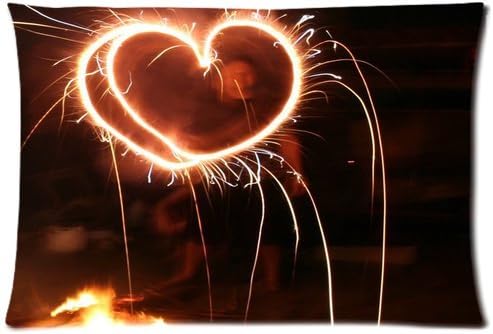 Custom Queen Size Bed Pillowcase DIY Fashion classic POP Heart shaped fireworks Pillowcases Pillowslips Roomy in Size 20" x 20" Inch Pillow slip Bed Pillowcases Pillow cases