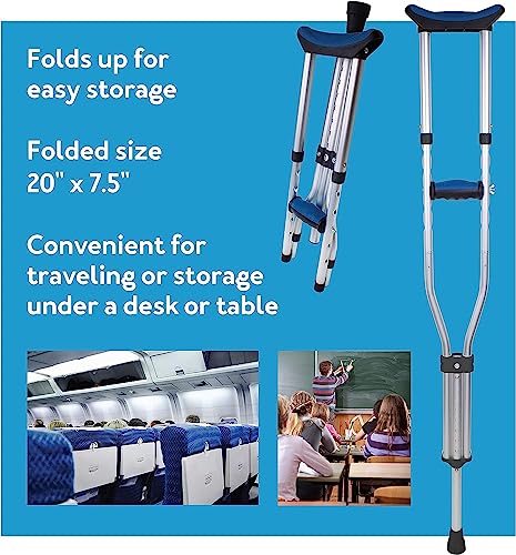 Carex Folding Aluminum Under Arm Crutches for Adults 4'11