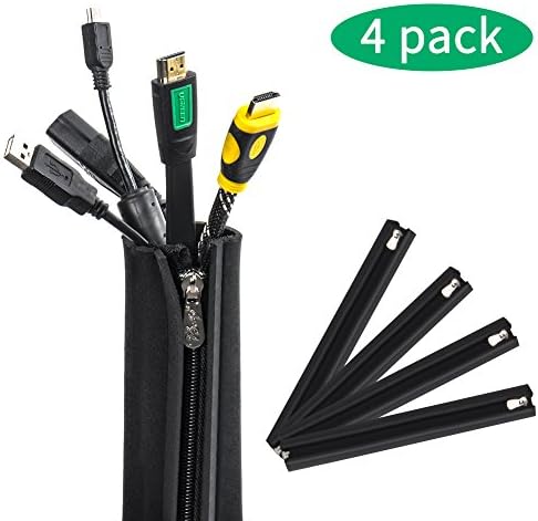 Cable Management Sleeve - DIY Home Cord Management System for TV / Computer / Home Entertainment,Made From Premium Quality Flexible Neoprene (18" Long×1.77" Wide)