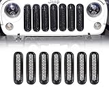 Xprite Black Front Grill Mesh Grille Insert Kit for 2007-2018 Jeep Wrangler JK & JK Unlimited (7-Piece Set)