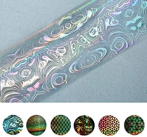 1 roll 4100CM Transparent Silver Holographic Nail Foils Skull Lace Geometry Pattern Nail Art Transfer Foil Nail Sticker (Jq196)