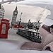 Feelyou Modern Duvet Cover Set King Size, Soft Famous London Themed Red Grey Comforter Cover Set 3 Pieces Bedding Set with 2 Pillow Shams, Zipper, Retro Telephone Booth The Big Ben Symbols