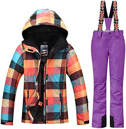 HOTIAN Snowboard Jacket Womens High Windproof Technology Colorful Ski Jacket Pants Set