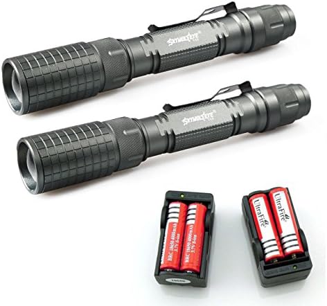 2X Police Led Flashlight, Cree T6 XML, 5000 Lumens, Fishing Hunting Hiking Camping, Torch + 18650 Battery + Charger