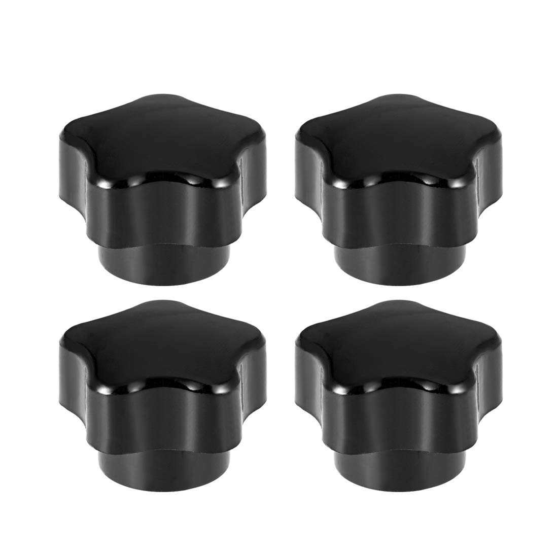 sourcing map Star Knob Grip Handle M6 Diameter Brass Insert Female Thread Set of 4 Black