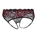 G.romtic Open Back Lace Panty Floral Lace Lingerie Underwear for Women One Size 24.4-30.7inch (Black)