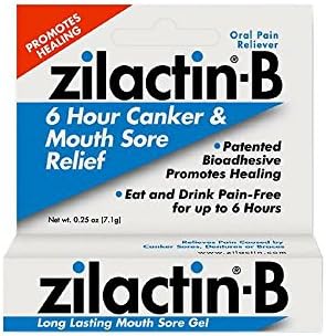 Zilactin-B Oral Pain Reliever, Long Lasting Mouth Sore Gel 0.25 oz (Pack of 2)