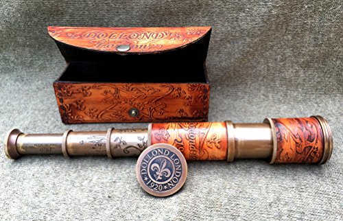 Nautical Leather Telescope Marine Antique Brass Pirate Spyglass Vintage Scope