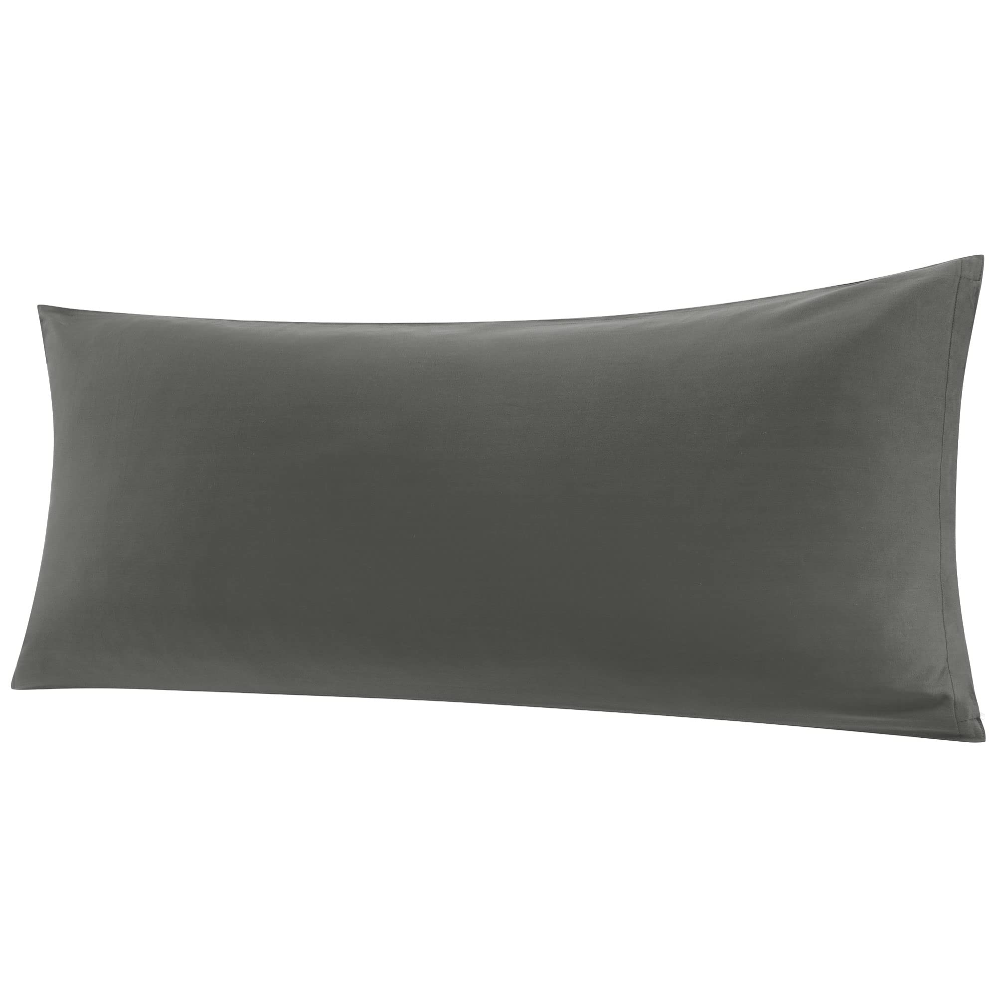 PiccoCasa Body Pillow Cover Egyptian Cotton Bolster Pillow Cases - 300 Thread Count Super Soft and Breathable Long Body Pillowcase with Zipper Closure Dark Grey 20"x48"/ 4ft