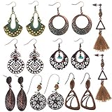 Coolcoco Fashion Metal Vintage Earrings Set with Dangle Pendant for Women Lady Girls Prime (8 Pieces/Set)