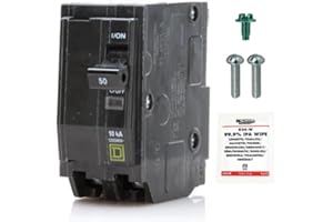 FalconSupply Genuine Square D QO250 Circuit Breaker Kit, 50 Amp (50A) Double Pole (2 Pole), 120/240V AC, 10kAIC, Plug-in Mount for QO Load Centers & Panels, Visi-Trip Indicator, New Replacement