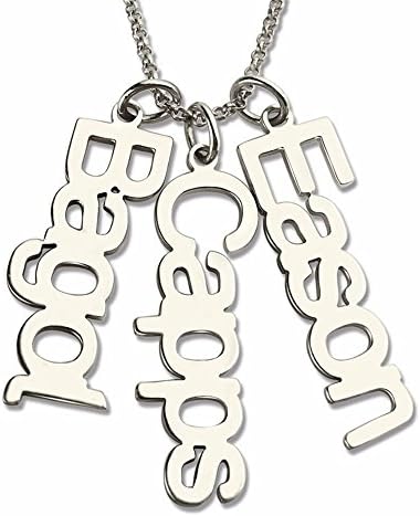 Personalized Vertical Name Necklace Multiple Name Necklace Gift Sterling Silver Bridesmaid Gift Mom Jewelry (18K rose gold 20"(50cm)) Rose Gold20.0 inches