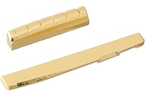 LYWS Set Brass Slotted Nut and Saddle Saddle & Nut for 6 String Acoustic Folk Guitar (76x3mm)
