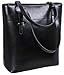Iswee Shoulder Handbags Top Handle Satchel Work Bags Purse for Women (Vertical Version-Black)