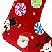 Valery Madelyn 21 Inch Joyful Santa, Snowman, Deer and Lollipops Multicolor Velvet Christmas Stocking for Kids, with Pom Pom Fringe Cuff,Themed with Tree Skirt(Not Included)