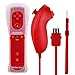 2 in 1 WII Remote Nunchuck Controller,Prous XW13 WII motion plus Remote For Nintendo Wii-Red