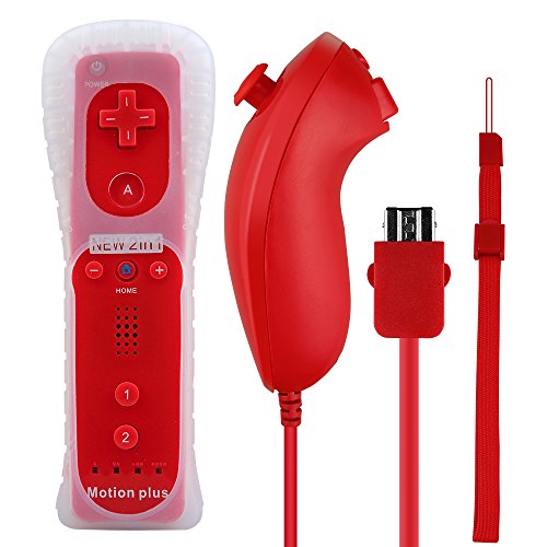 2 in 1 WII Remote Nunchuck Controller,Prous XW13 WII motion plus Remote For Nintendo Wii-Red 2 in 1 WII Remote Nunchuck Controller,Prous XW13 WII motion plus Remote For Nintendo Wii-Red