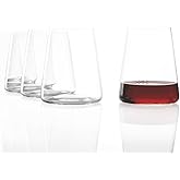 Stölzle Lausitz Red Wine Tumblers Power Set of 4, 17 1/2 oz – Modern Stemless Wine Glasses for Maximum Aroma – Flat Red Wine Glasses in Crystal Glass – Dishwasher & Break-Resistant, Made in Germany