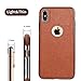 iPhone X Case, iPhone 10 Leather Cover MIRACASE Luxury Stylish Sleeves Ultra Slim & Thin Soft TPU Bumper Anti-Slip Scratch Resistant Shockproof Shell for Men, Brown