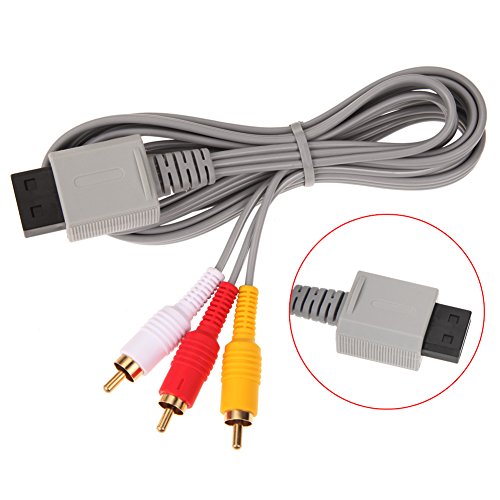 image for Wii/Wii U AV Cable, Obeka 6FT 1.8M Composite Retro 3 RCA Gold-Plated C