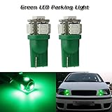 PartsSquare 2 Pcs Green 5-5050-SMD Led Parking Lights Lamps For 168 2825 194 T10 2014 Nissan