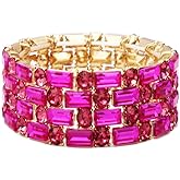 QLLYHLH Brides Bridesmaid Stretch Bangle Bracelet Austrian Crystal wedding Party costume Events Accessories for woman