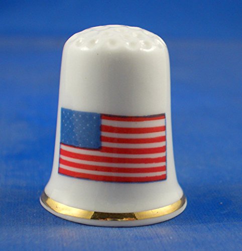 Porcelain China Collectable Thimble -- Flag of United States of America