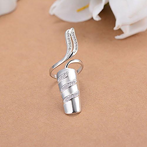 Happy Hours - Fashion Diamante Nail Cover Ring/Alloy Special Unique Fingernail Protective Personal Decoration/Nice Gift…