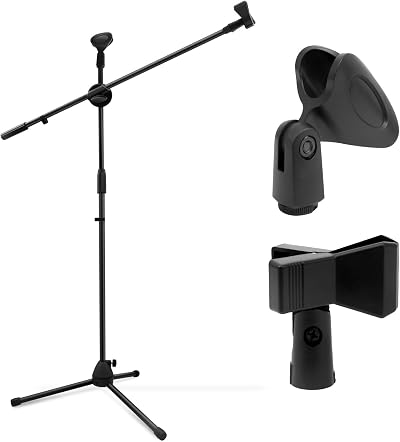 Ohuhu Microphone Stand Tripod with Boom and Clips Adjustable Lightweight