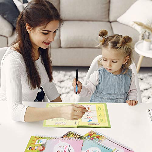 English Magic Practice Copybook for Kids, Be Reused Handwriting Copybook Set, Caligraphy Practice Book, Numbers, Drawing, Alphabet, Addition and Subtraction