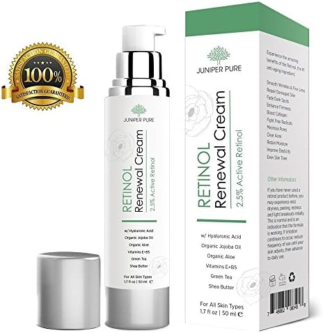 Juniper Pure Retinol Night & Day Cream for Face and Eyes - Gentle Plant Based Formula with Hyaluronic Acid, Natural & Maximum Anti Aging Results - Lift, Smooth & Reduce Wrinkles & Fine Lines