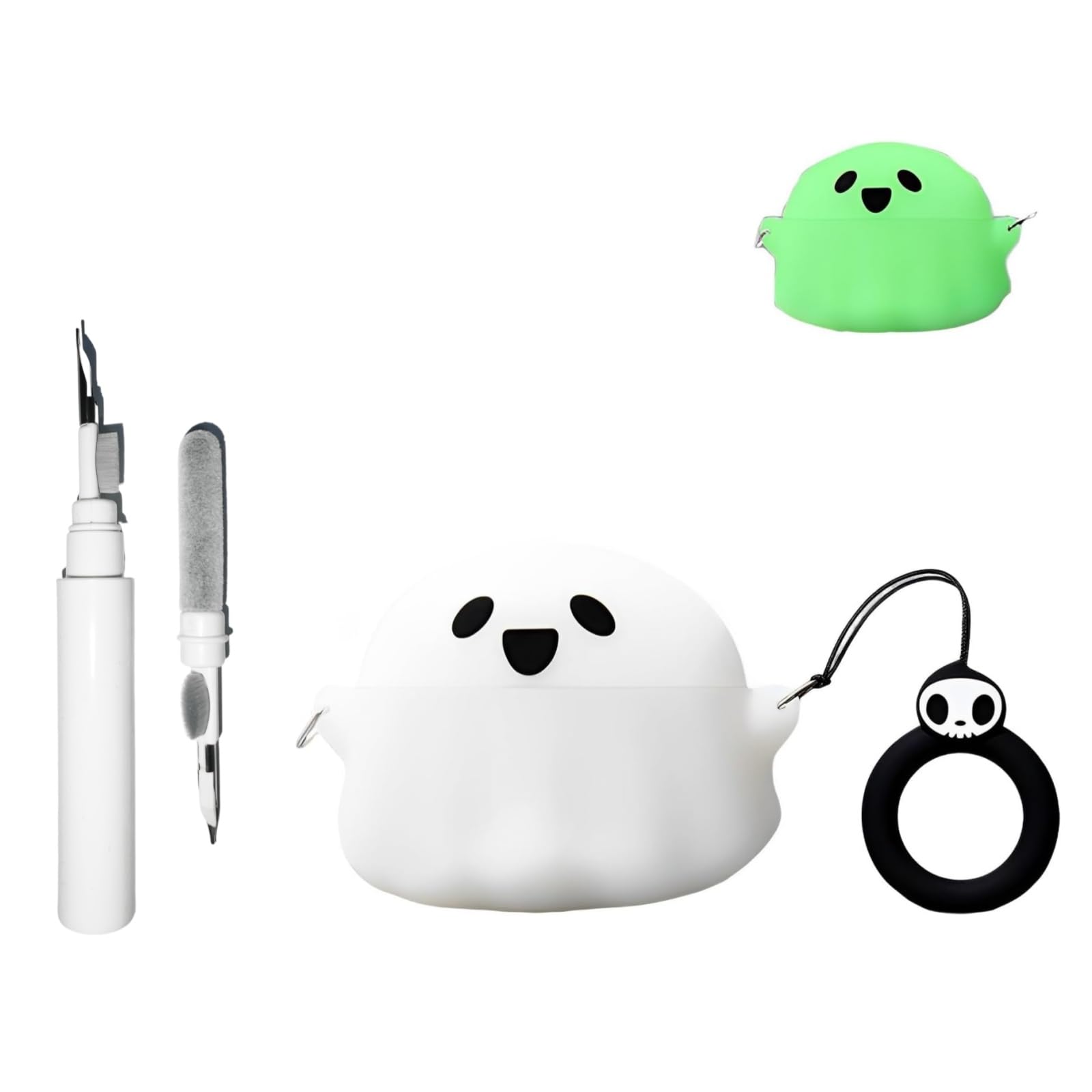 Photo 1 of [3 in 1] TSVSXS Cute Case Compatible with AirPods Pro 3 with Ring and Cleaning Kit, Cartoon Funny Luminous Anime Ghost Silione Protective Cover Compatible with AirPod Pro3 for Woman