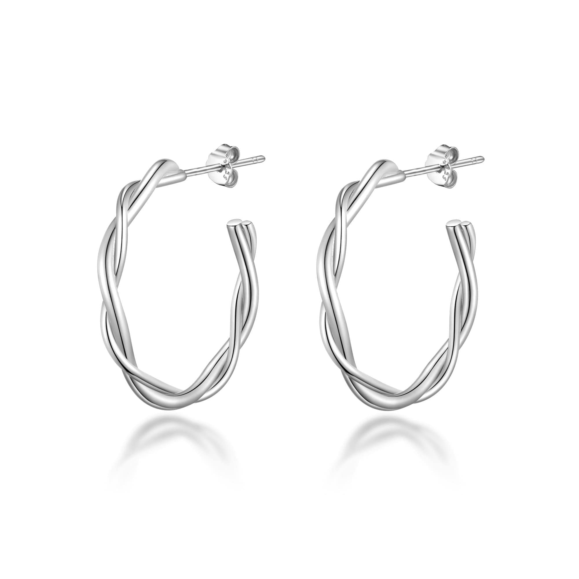 Philip Jones Sterling Silver Twisted Knot Hoop Earrings