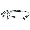 Jstincal 1-to-4 ARGB Splitter, 5V 3-Pin JST SM 3Pin Male Adapter, 11.8 Inches ARGB Cable, 1-Pack