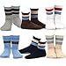 TeeHee Little Boys Basic Cotton Crew Socks 6 Pair Pack (3-5 Years, Sports Stripe)