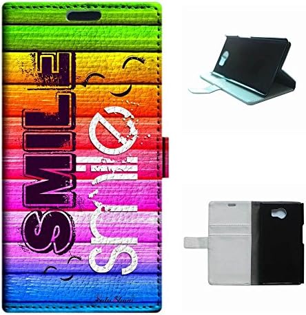 Priv 5.4 case,SoloShow(R)Deluxe High Quality PU Leather Wallet Card Flip Stand Case for Blackberry Priv 5.4 inch. (Colorful rainbow Smile)