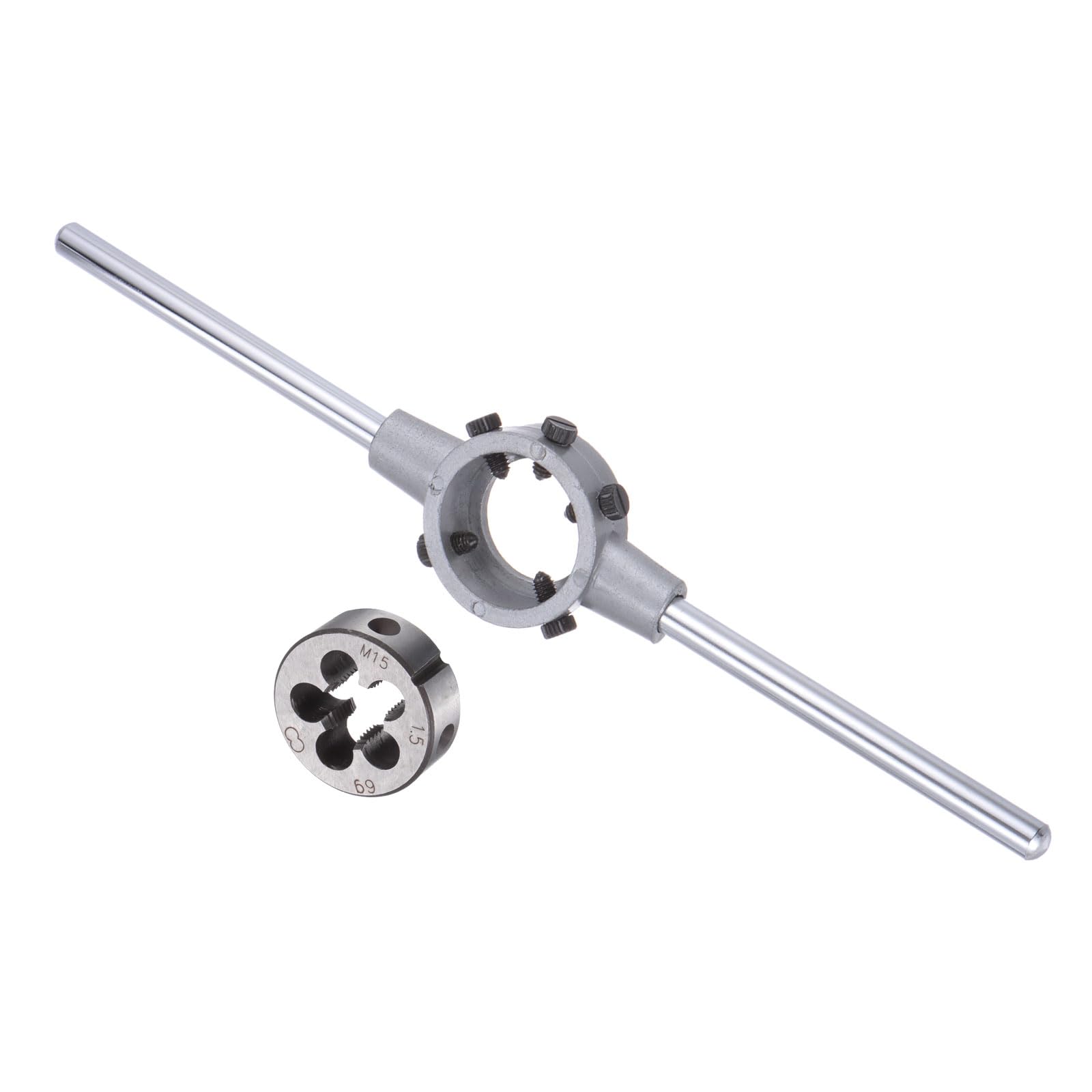 CoCud Die Stock Handle Set, M15x1.5 Thread Die & Fit 38mm OD / M12-M16 Die Wrench Tool Kit - (Applications: for Threading Repairing), 1-Set