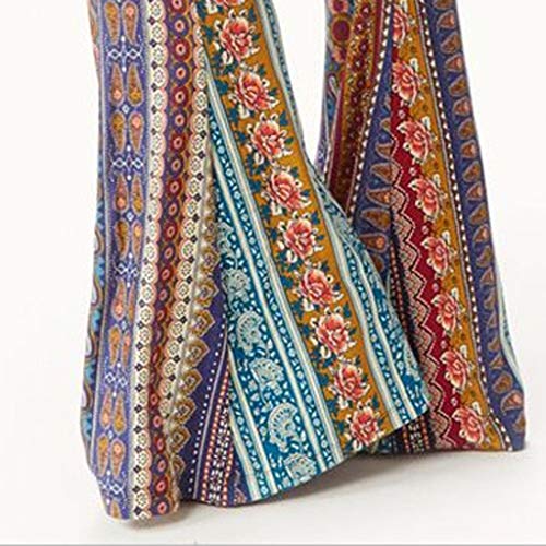 Botrong Flare Pants for Womens, Tight-Fitting Hip Retro Rose Print Big Bell-Bottom Long Pants