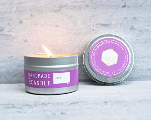 Lilac Soy Candle Travel Tin 20 Hour Burn Time Handmade in Small Batches