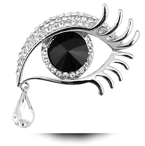 Da.Wa Angal’Tear Big Eyes Long Eyelash Brooch Pin Rhinestone Diamond Brooch for Women Costume Pin