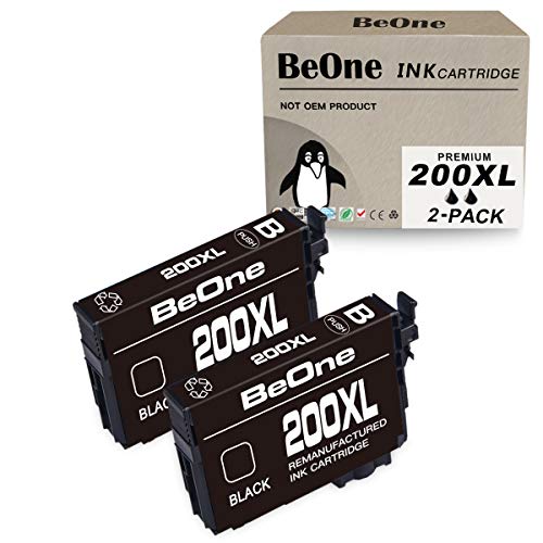 BeOne Remanufactured Ink Cartridge Replacement for Epson 200 XL 200XL T200 T200XL to Use with Expression Home XP-200 XP-300 XP-310 XP-400 XP-410, Workforce WF-2520 WF-2530 WF-2540 WF-2010F (2 Black)