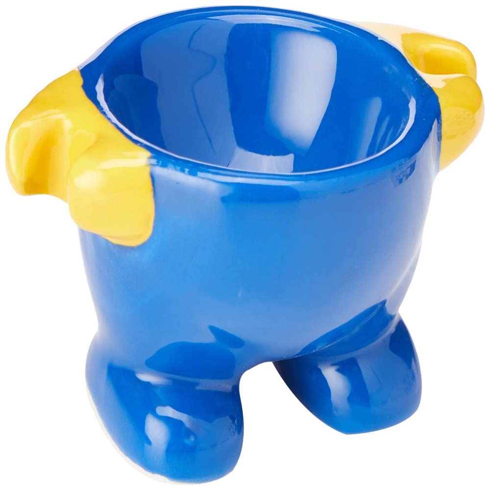 KitchenCraft Ceramic 'Mr GR-Egg' Novelty Egg Cup, 8 x 5 x 4 cm (3" x 2" x 4") - Blue/Yellow