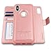 AMOVO Case for iPhone Xs/iPhone X (5.8’’) [2 in 1] iPhone Xs Wallet Case [Detachable Folio] [Vegan Leather] [Wrist Strap] iPhone X Flip Case (X/XS (5.8'') Rosegold)