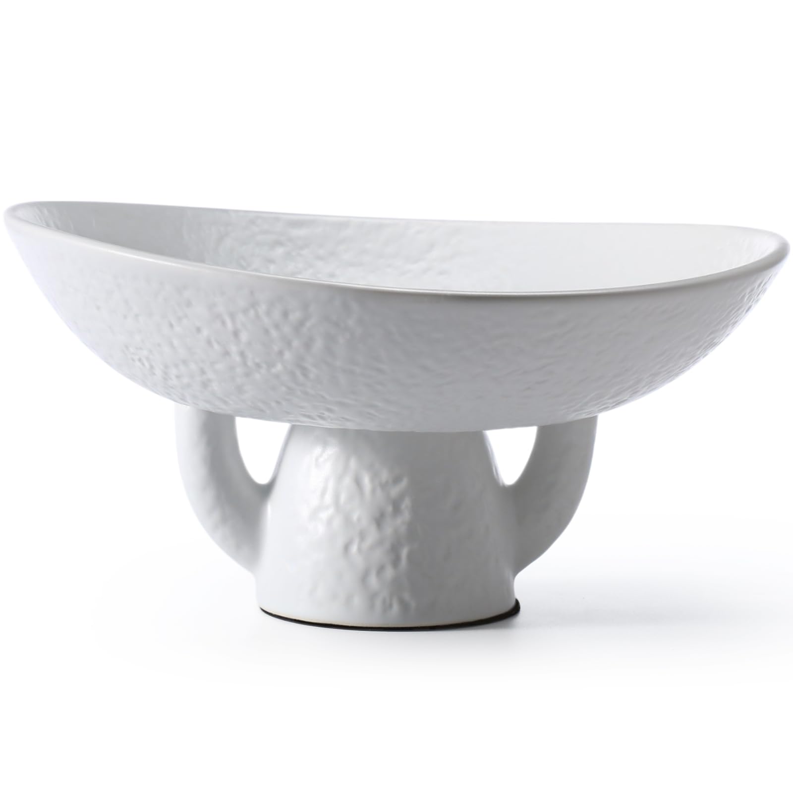Photo 1 of Kritkin White Decorative Bowl Ceramic Moss Bowl 9.6 x 9.8 Inch Pedestal Decorative Bowl Large Stoneware Fruit Bowl Artificial Moss Bowl Centerpiece for Kitchen Counter Top Living Room Home Decoration