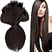 200g Real Triple Weft Extra Thick Clip in 100% Remy Human Hair Extensions Full Head (16 inch 200G 7.05Oz #2 Dark Brown) 8 Pcs Set Grade 10A Natural Hair Pieces Long Straight for Women