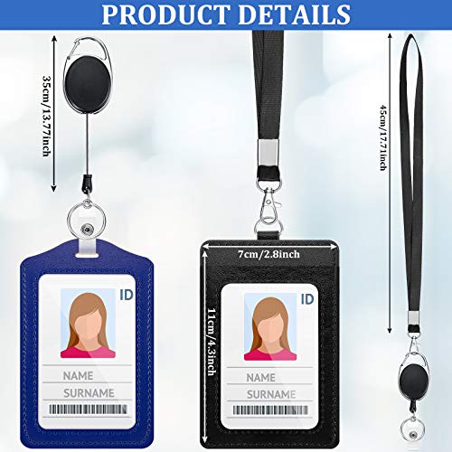Badge Holder With Detachable Lanyard - Vertical ID Card Protector Case With Retractable Reel Clip