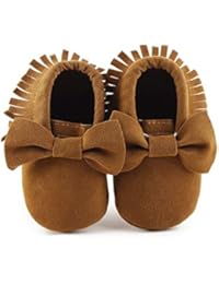 CENCIRILY Infant Baby Girls Boys Cozy Moccasins Slippers Tassels Suede Leather Sole Soft First Walkers Crib Shoes